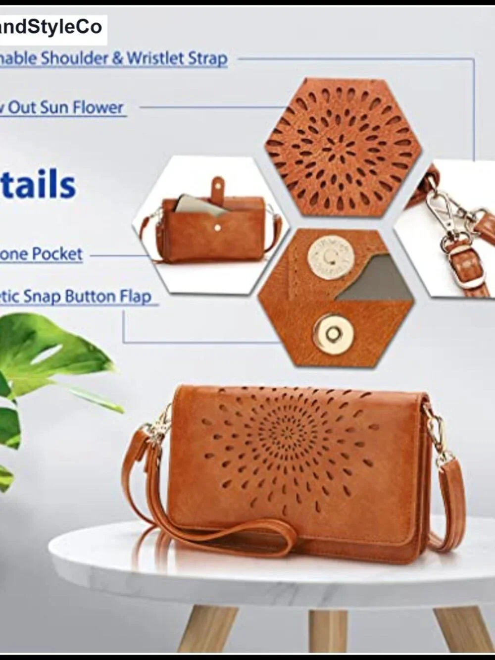 Multifunction Vegan Leather Crossbody Bag RFID Wristlet Wallet Phone Purse